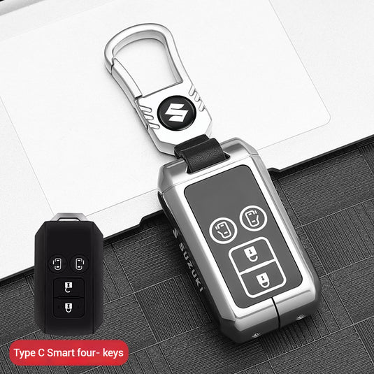 Suzuki Zinc Alloy + Silicone Car Key Fob Case Cover For Dzire, Ertiga, Vitara, Brezza, Baleno, HustlerJimny,