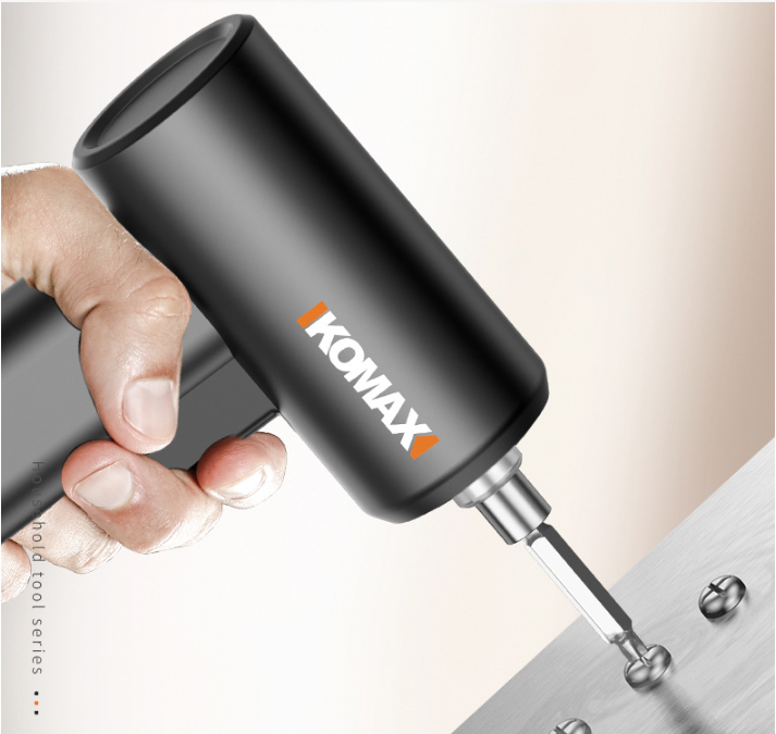 Load image into Gallery viewer, Komax Black Portable 3.7V USB Rechargeable Cordless Electric Screwdriver with LED Light

