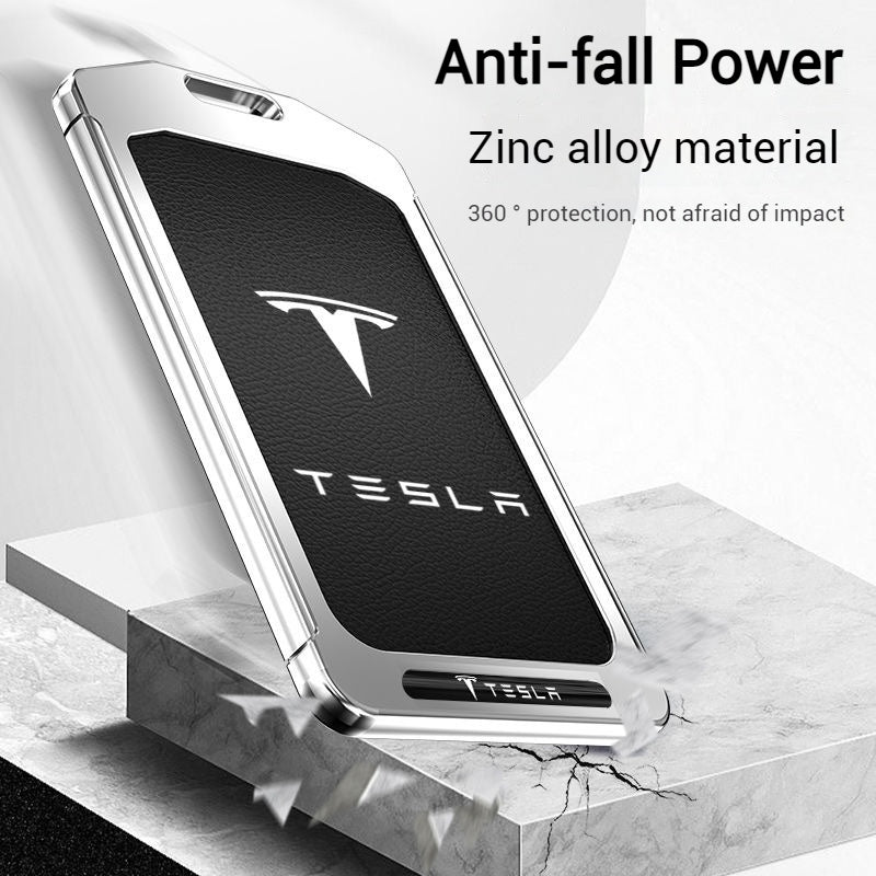 Chargez l&#39;image dans la visionneuse de la galerie, Tesla Alloy-Framed Leather Card Key Case for Model 3 &amp; Model Y
