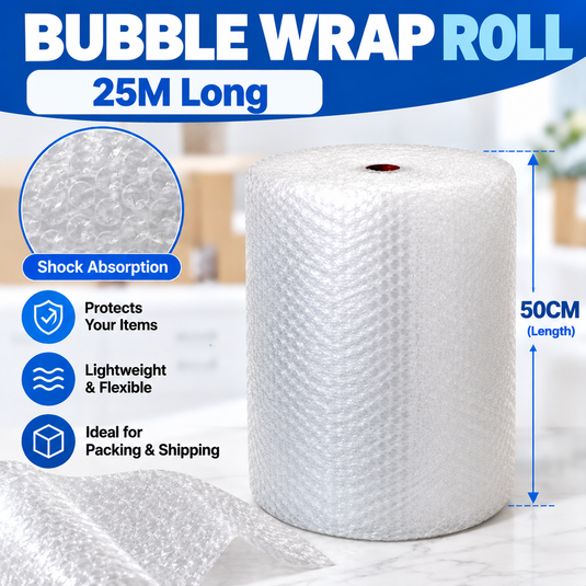 [50CM Wide / 25M Long] Extra Thick Heavy Duty Bubble Wrap Packing Roll - Polar Tech Australia