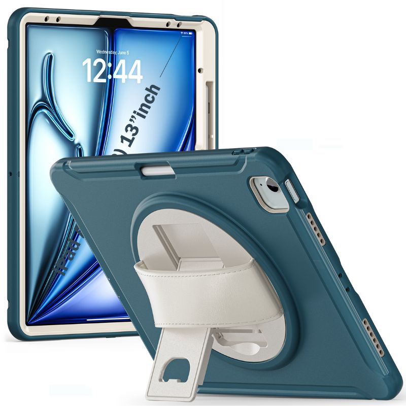 Chargez l&#39;image dans la visionneuse de la galerie, Apple iPad Air 6 13” &amp; iPad Pro 3/4/5/6 12.9&quot;   - 360 Degree Rotate Shockproof Heavy Duty Tough Stand Case Cover With Pen Holder - Polar Tech Australia
