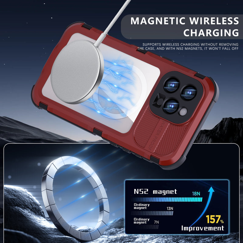 Cargue la imagen en el visor de la galería, [M Series][Magsafe Compatible] Apple iPhone 14 / 14 Plus / 14 Pro / 14 Pro Max - Redpepper Metal Heavy Duty Waterproof Magnetic Silicone Phone Case With Lanyard - Polar Tech Australia
