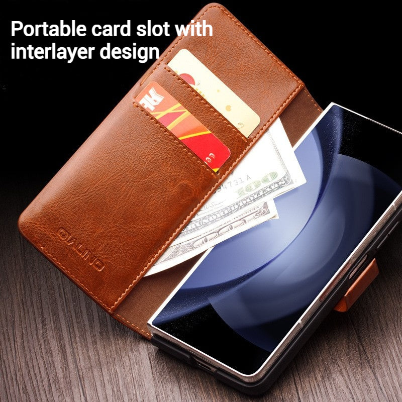 Load image into Gallery viewer, [Built-in Card Slot] Samsung Galaxy Z Fold7 Folding Genuine Leather Wallet Protective Case
