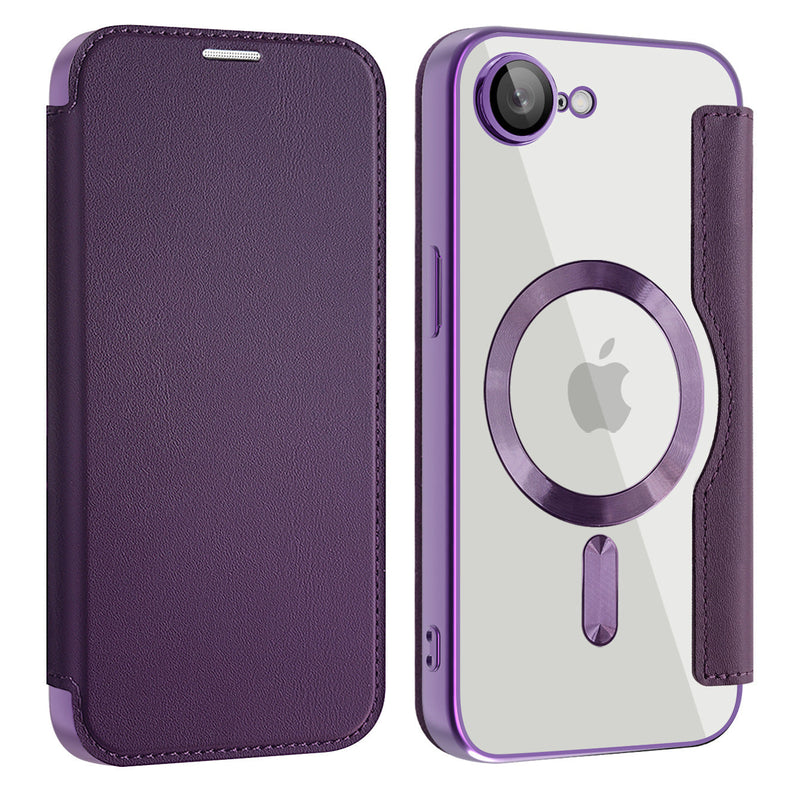 Chargez l&#39;image dans la visionneuse de la galerie, [Magsafe Compatible][With Card Slot] Apple iPhone 16e Golden Shield Magnetic Flip Leather Case - Polar Tech Australia
