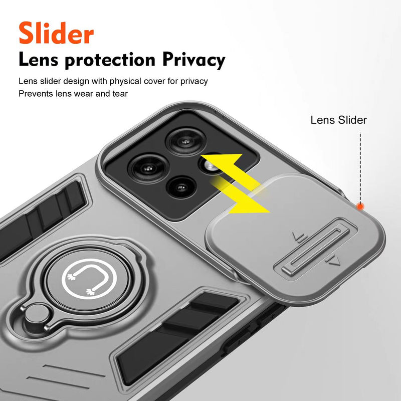 Load image into Gallery viewer, [Built-in Ring Bracket][With Slide Lens Cover] Motorola Moto G13/23 Mecha-style Anti-slip Protective Hard Heavy Duty Series Case - Polar Tech Australia
