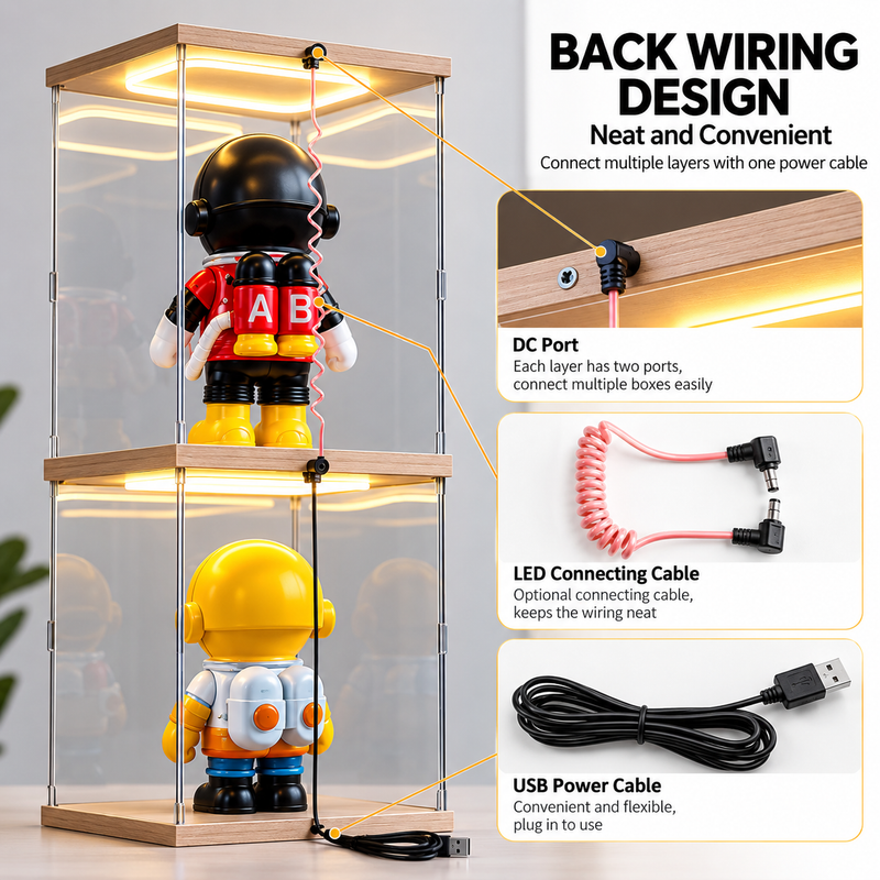Load image into Gallery viewer, Clear Stackable Acrylic Display Case with LED Light – Dustproof Display Box for LEGO Models, Figures, Collectibles &amp; Building Blocks
