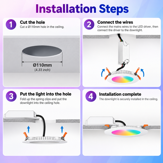 MOES Ultra Thin RGB LED 6W Downlight Ceiling Light WIFI Wireless Remote Control