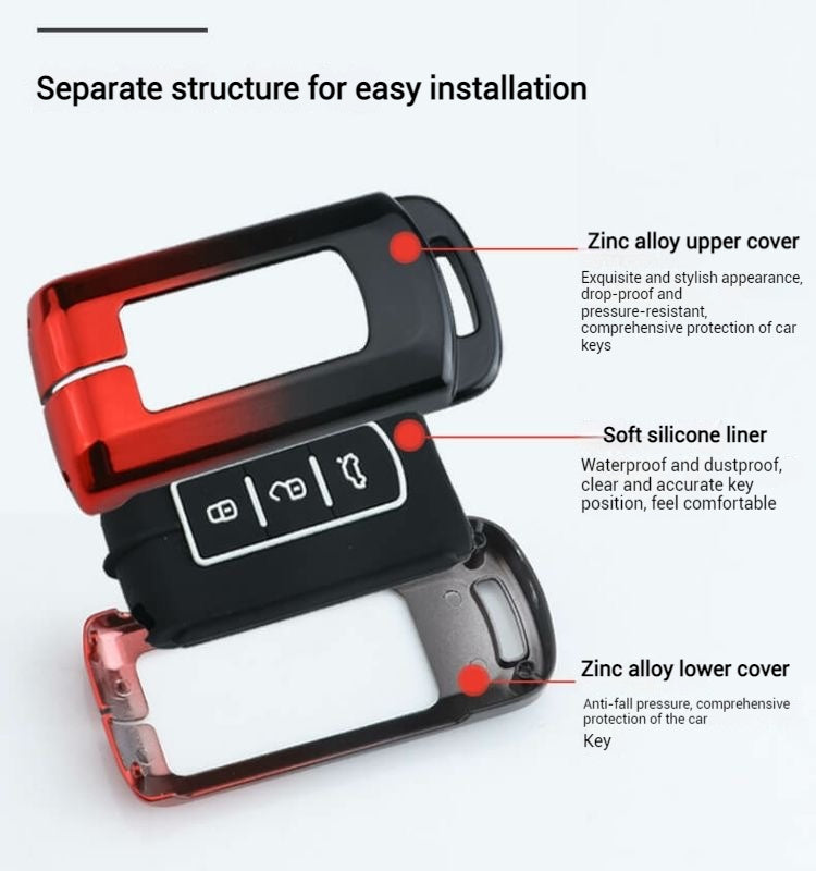Chargez l&#39;image dans la visionneuse de la galerie, Mitsubishi Zinc Alloy + Silicone Car Key Fob Case Cover For Outlander, Eclipse Cross, ASX, Pajero, Lancer

