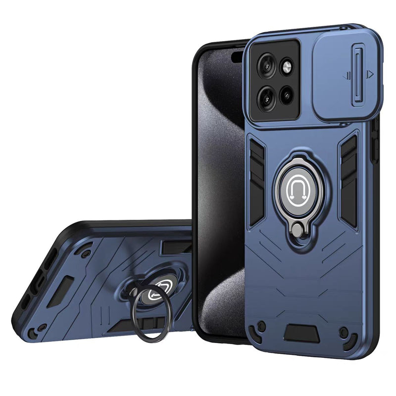 Load image into Gallery viewer, [Built-in Ring Bracket][With Slide Lens Cover] Motorola Moto G13/23 Mecha-style Anti-slip Protective Hard Heavy Duty Series Case - Polar Tech Australia
