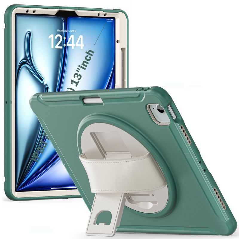 Chargez l&#39;image dans la visionneuse de la galerie, Apple iPad Air 6 13” &amp; iPad Pro 3/4/5/6 12.9&quot;   - 360 Degree Rotate Shockproof Heavy Duty Tough Stand Case Cover With Pen Holder - Polar Tech Australia
