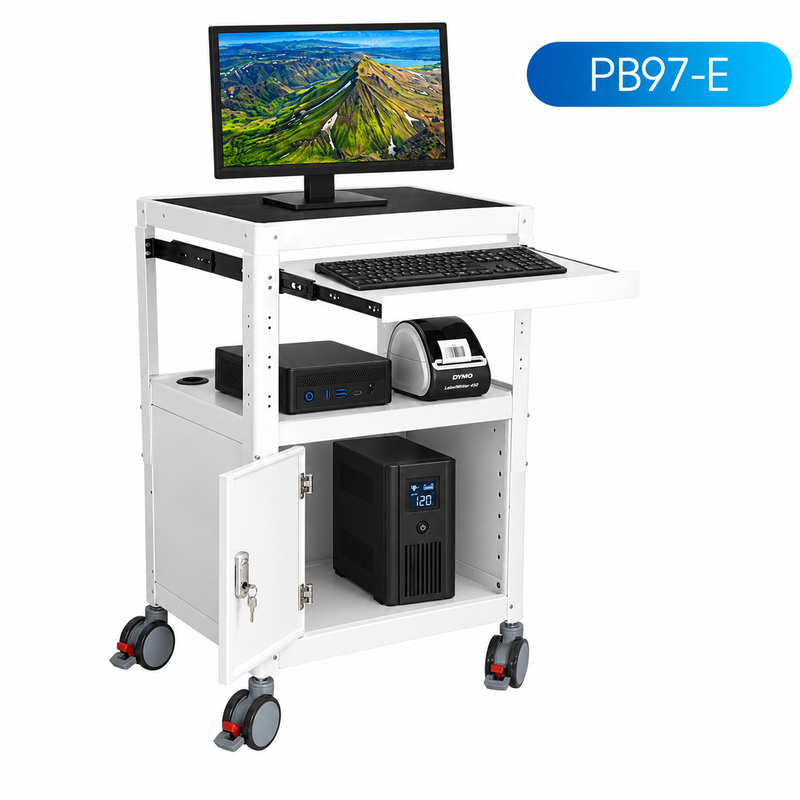 Load image into Gallery viewer, Heavy Duty Mobile Office Warehouse Workbench Computer Work Station Trolley Cart
