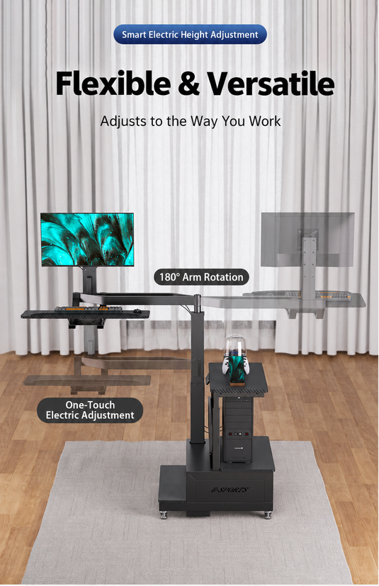 Electric Height Adjustable Rotation Mobile Office Warehouse Workbench Work Station Gaming Table Desk