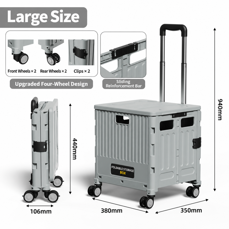 Load image into Gallery viewer, Portable Folding Shopping Trolley Cart for Groceries, Parcels &amp; Camping
