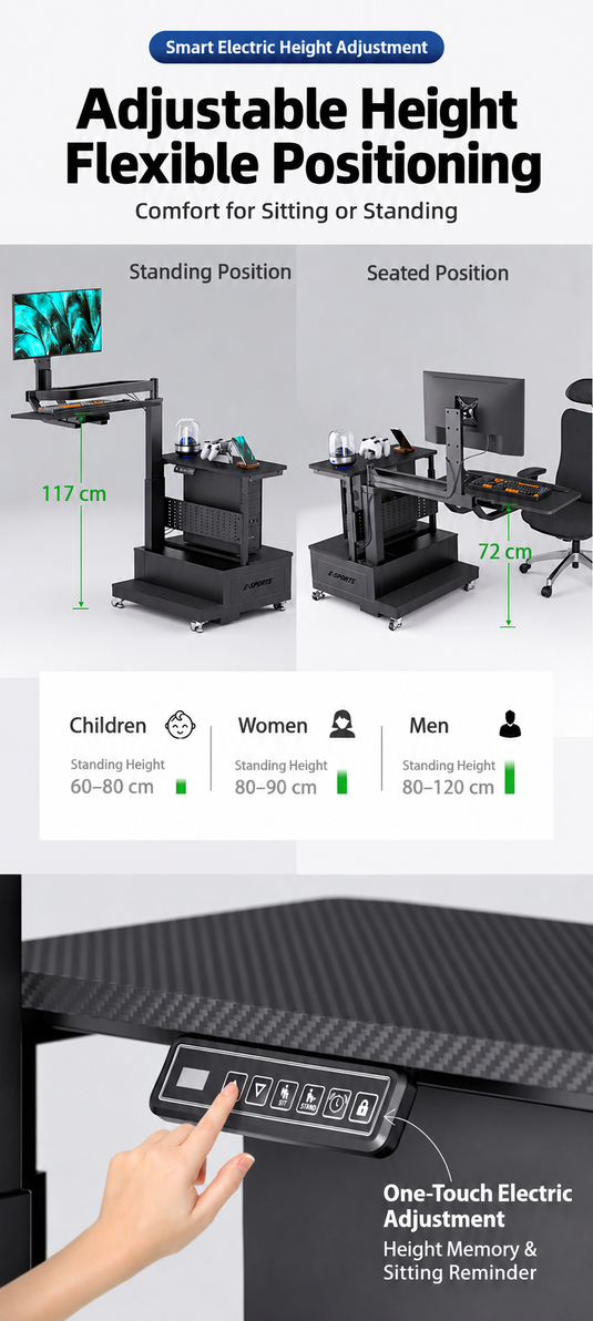 Electric Height Adjustable Rotation Mobile Office Warehouse Workbench Work Station Gaming Table Desk