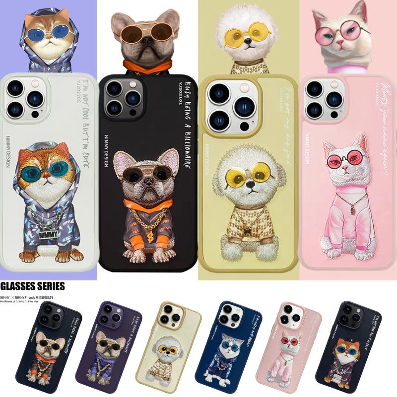 Load image into Gallery viewer, Nimmy Pet Animal Series iPhone 13/14/15/Pro/Max Embroidery 3D Cute Cool Case - Polar Tech Australia
