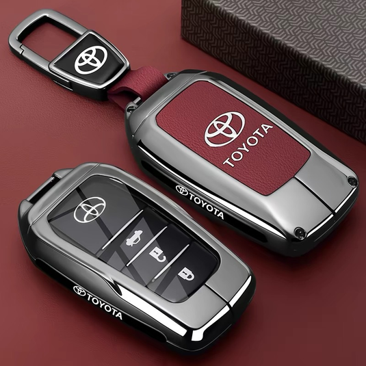 Toyota PU Leather + Zinc Alloy Car Key Fob Case Cover For Corolla, Prius, Camry, C-HR, RAV4, Altis, Land Cruiser Prado - i-Station Mobile Phone & Electronic Device Repair and Accessories