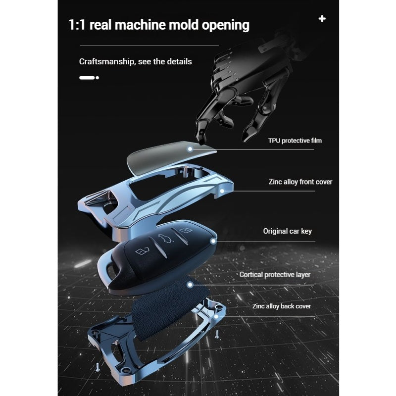 Chargez l&#39;image dans la visionneuse de la galerie, Roewe Mecha Series Zinc Alloy Car Key Fob Case Cover For  RX3, RX5, RX5 Plus, RX5 Max, ERX5, D7, iMAX8, i6, Ei6
