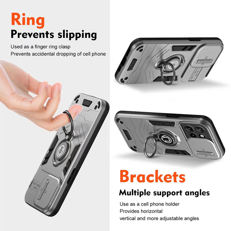 Load image into Gallery viewer, [Built-in Ring Bracket][With Slide Lens Cover] Motorola Moto G13/23 Mecha-style Anti-slip Protective Hard Heavy Duty Series Case - Polar Tech Australia
