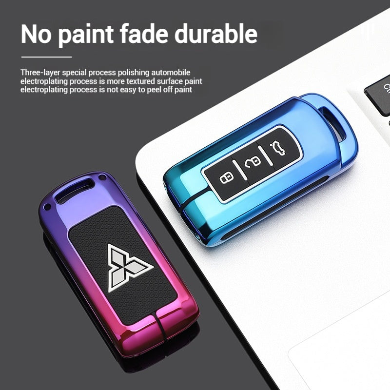 Chargez l&#39;image dans la visionneuse de la galerie, Mitsubishi Zinc Alloy + Silicone Car Key Fob Case Cover For Outlander, Eclipse Cross, ASX, Pajero, Lancer
