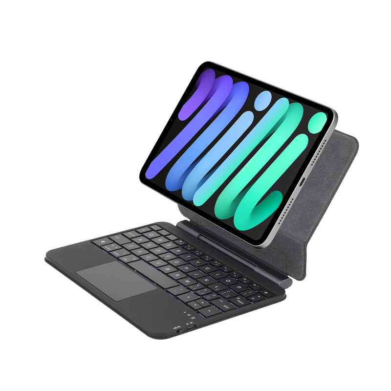 Load image into Gallery viewer, KIBO Apple iPad Mini 8.3&#39;&#39; 6/7th Gen (2021/2024) - Easy-Set Floating Cantilever Stand Precision Multi-Touch Trackpad Smart Wireless Keyboard Case With Backlit Keys
