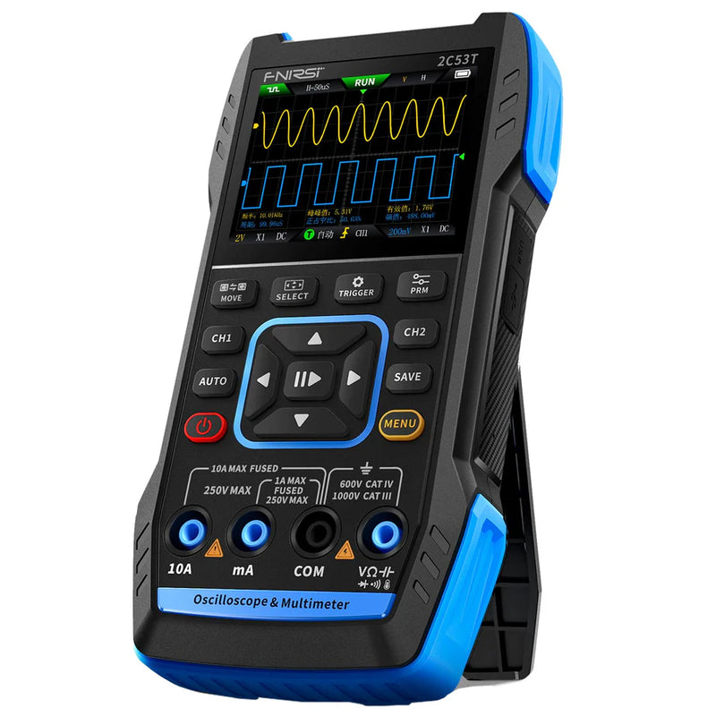 Cargue la imagen en el visor de la galería, [2C53T] FNIRSI 50MHz 250MS/s Handheld 3in1 Oscilloscope Multimeter Signal Generator

