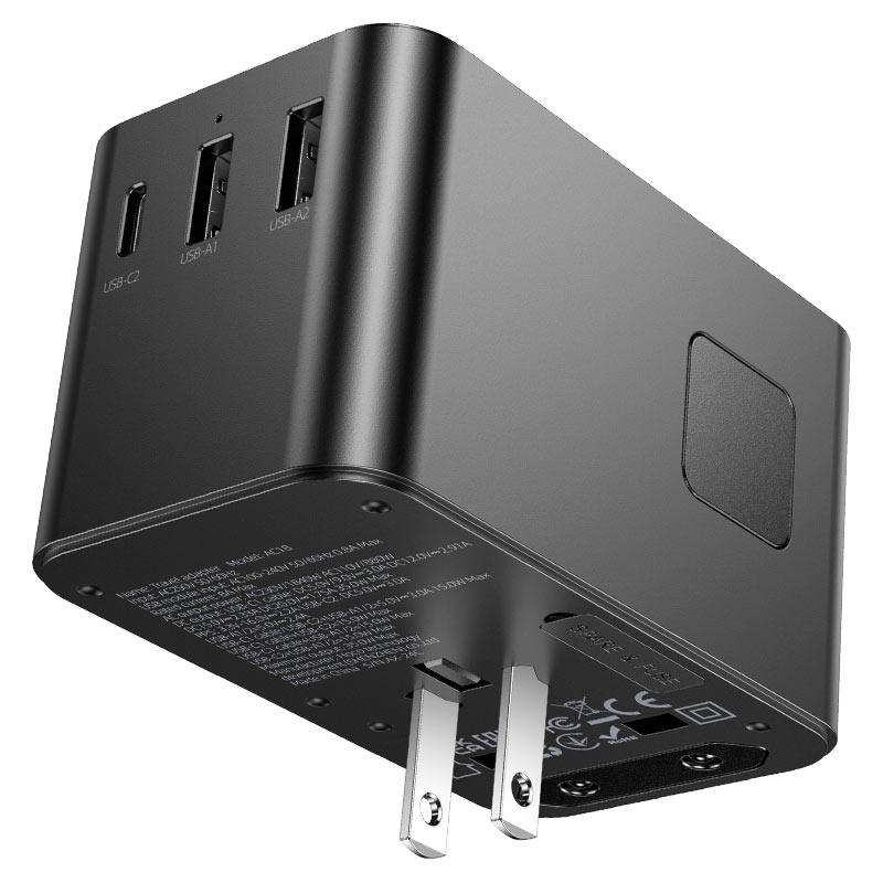 Load image into Gallery viewer, [AC18] HOCO Universal 4 Ports PD 35W Conversion charger with dual USB-A ports, AC socket and built-in Type-C cable Converter Wall Charger International Travelling Adapter - Polar Tech Australia
