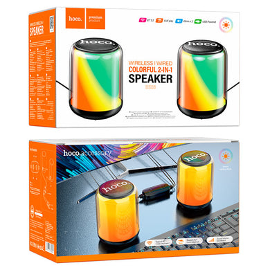 [BS56] HOCO Wireless and Wired Desktop Office Gaming Speakers With Colorful RGB Light Effect - Polar Tech Australia
