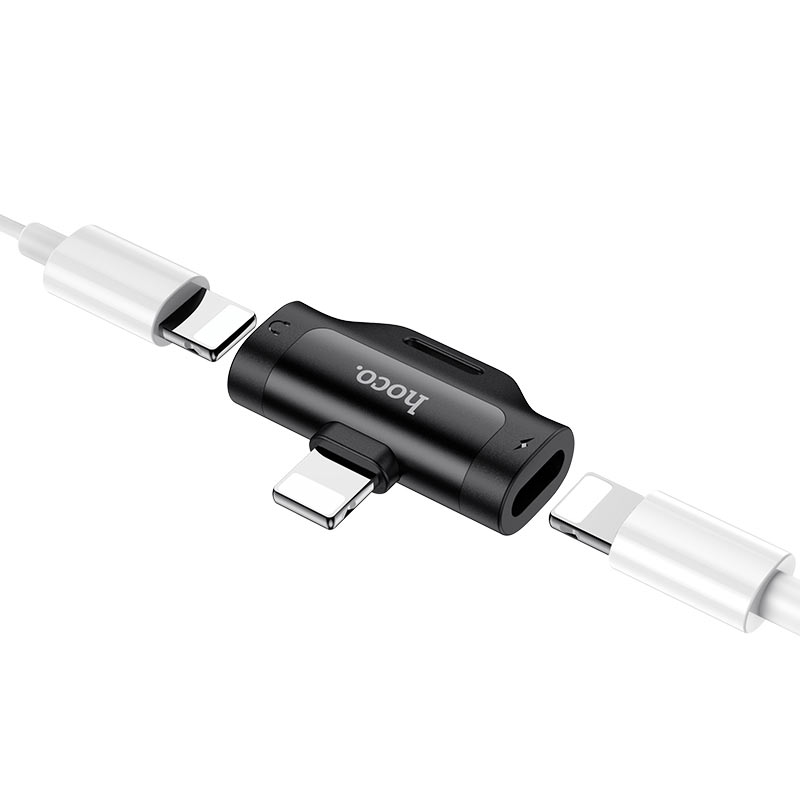 Cargue la imagen en el visor de la galería, [LS31] HOCO Lightning to Dual Lightning adapter Audio converter With microphone and wire control support - Polar Tech Australia
