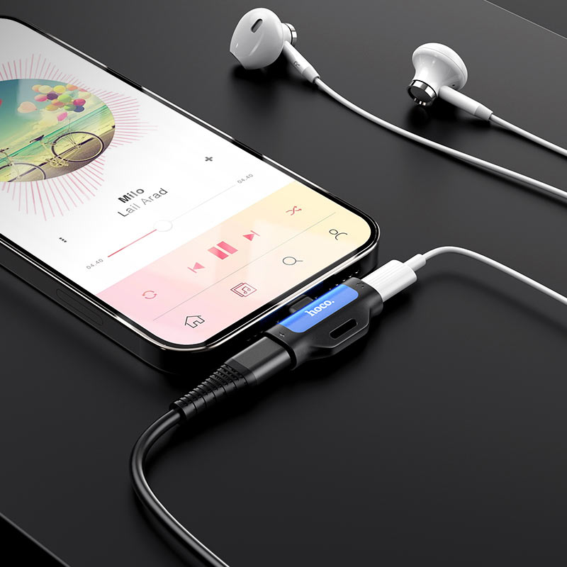 Cargue la imagen en el visor de la galería, [LS31] HOCO Lightning to Dual Lightning adapter Audio converter With microphone and wire control support - Polar Tech Australia
