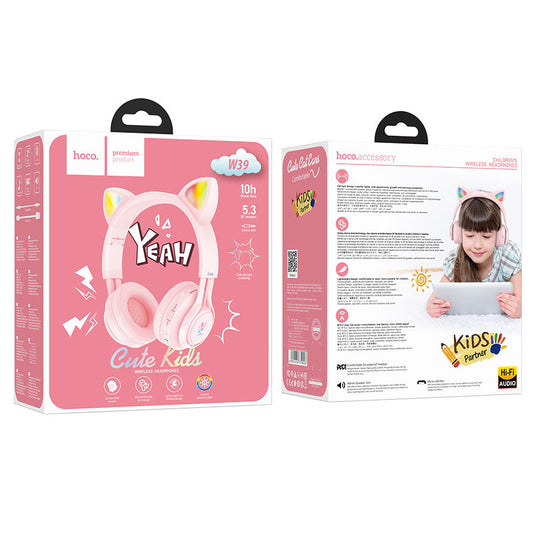 [W39] HOCO Bluetooth Wireless Cat Ear Kid Cute Style Headphone - Polar Tech Australia