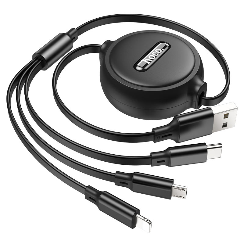 Load image into Gallery viewer, [X75][USB to Lightning/Micro/USB Type C] HOCO 3 in 1 Retractable Traveling Charging Cable Kit - Polar Tech Australia

