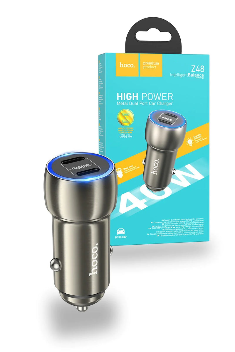 Load image into Gallery viewer, [Z48] HOCO 40W Universal Super Fast Car Charger Dual Port Type-C PD 20W - Polar Tech Australia
