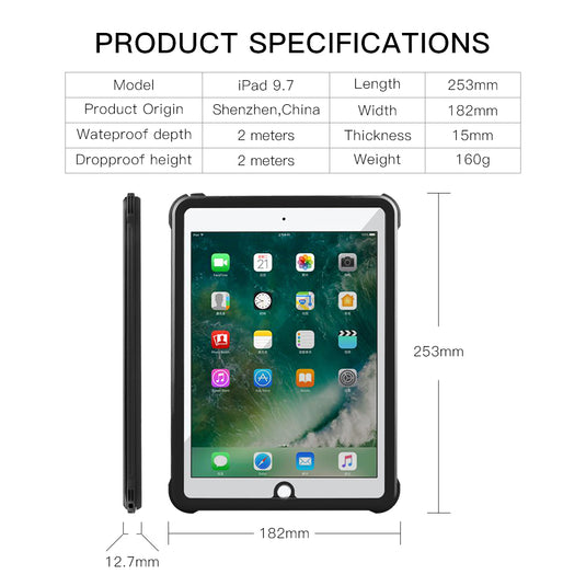 Apple iPad 5th 2017 & 6th 2018 9.7" Shellbox Waterproof Heavy Duty Lifeproof Style Case - Polar Tech Australia