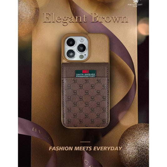 Apple iPhone 15/15 Plus/15 Pro/Max Santa Barbara Polo Racquet Club Hulda Business Style Leather Case with Card Sleeve Men's Gift - Polar Tech Australia