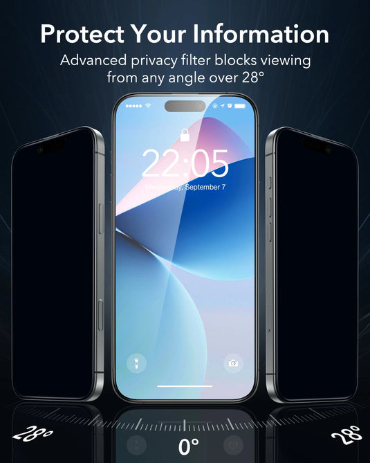 [9D Full Covered ][Privacy] iPhone 15 & iPhone 16 - 9H Hardness Tempered Glass Screen Protector - Polar Tech Australia