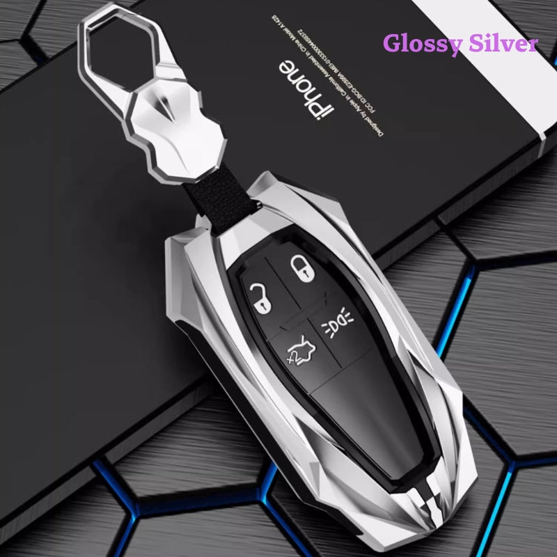 Chargez l&#39;image dans la visionneuse de la galerie, Shockproof Zinc Alloy &amp; Silicone Car Key Fob Case Cover with Lock Buckle for Maserati Levante, MC20, Ghibli, Quattroporte 2014-2022 – Premium Protection Cover
