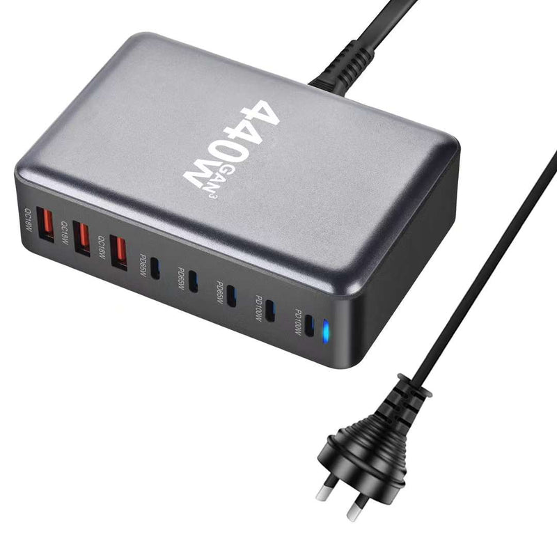 Cargue la imagen en el visor de la galería, [440W GaN][SAA Approved] Universal Phone Tablet Laptop MaxBook PD+QC 8 Port USB Type-C Wall Charger Desktop Home Office Charging Station Power Adapter (AU Plug) - Polar Tech Australia
