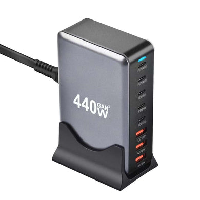 [440W GaN][SAA Approved] Universal Phone Tablet Laptop MaxBook PD+QC 8 Port USB Type-C Wall Charger Desktop Home Office Charging Station Power Adapter (AU Plug) - Polar Tech Australia