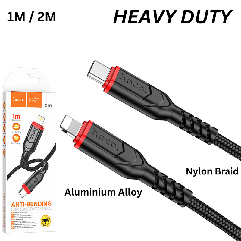 Cargue la imagen en el visor de la galería, [X59][1M/2M][Heavy Duty][Type-C To Lighting] HOCO Times Speed Fast PD 20W Charging Data Sync USB Cable For Apple Device - Polar Tech Australia

