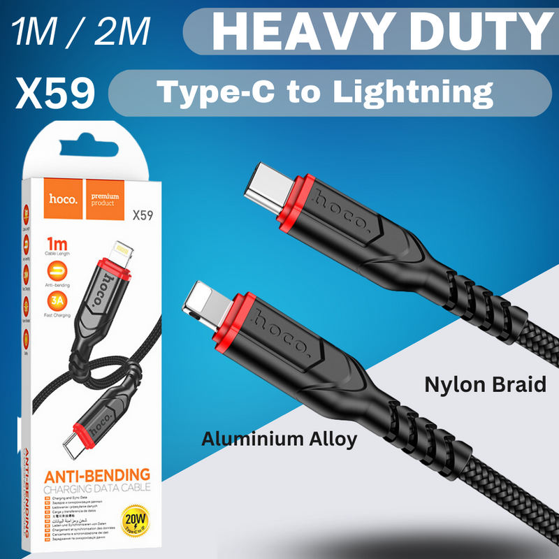 Cargue la imagen en el visor de la galería, [X59][1M/2M][Heavy Duty][Type-C To Lighting] HOCO Times Speed Fast PD 20W Charging Data Sync USB Cable For Apple Device - Polar Tech Australia
