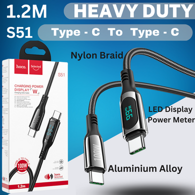 [S51][Type-C To Type-C][LED Display] HOCO Extreme Explorer 100W Super Fast PD Charging Data Sync USB Cable - Polar Tech Australia