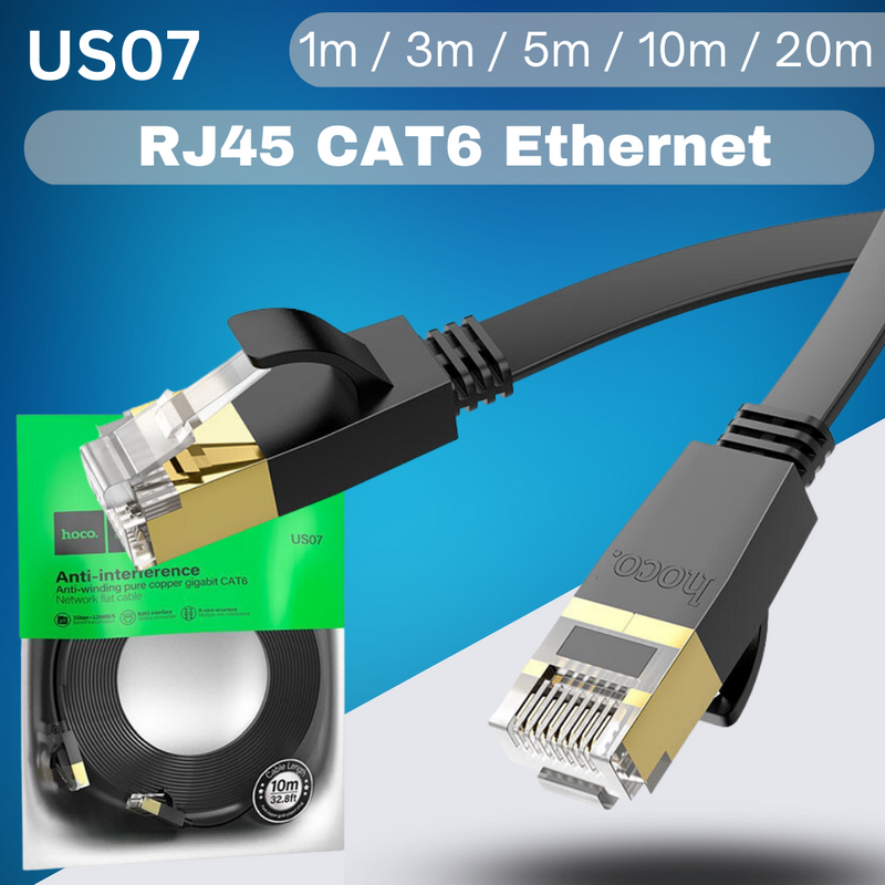 Chargez l&#39;image dans la visionneuse de la galerie, [US07][1m/3m/5m/10m/20m] HOCO Anti-bend Flat Cable Gigabit Ethernet RJ45 Cat6 Internet Cable - Polar Tech Australia
