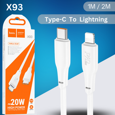 [X93][1M/2M][Type-C To Lighting] HOCO Fast PD 20W Charging Data Sync USB Cable For Apple Device - Polar Tech Australia