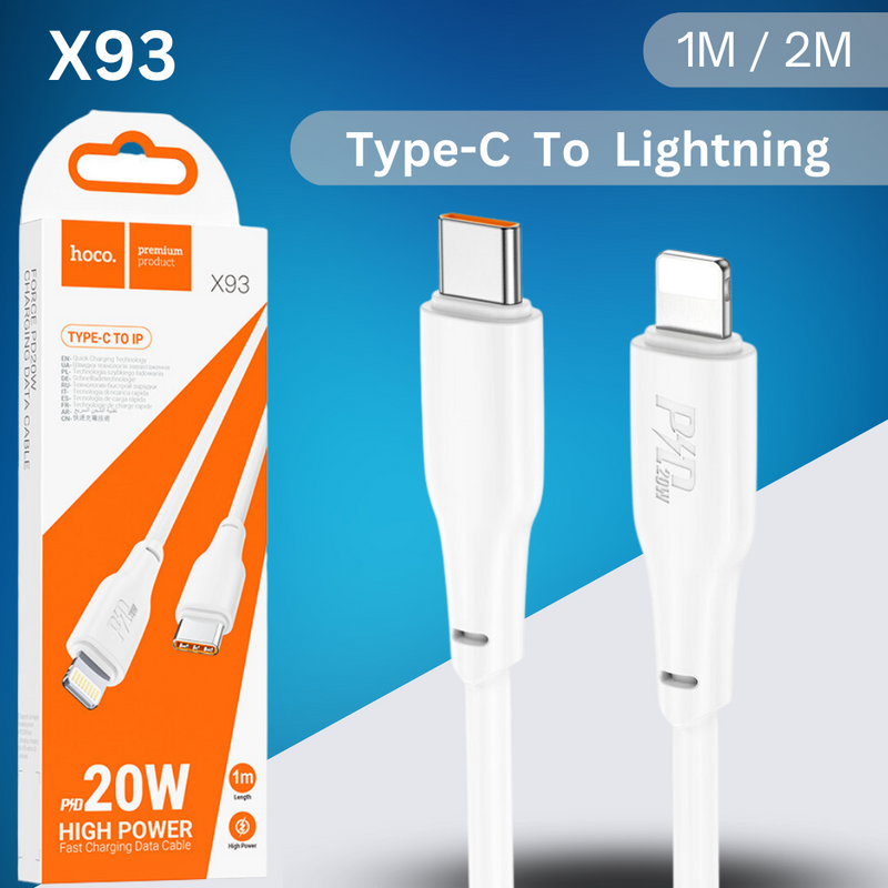 Cargue la imagen en el visor de la galería, [X93][1M/2M][Type-C To Lighting] HOCO Fast PD 20W Charging Data Sync USB Cable For Apple Device - Polar Tech Australia
