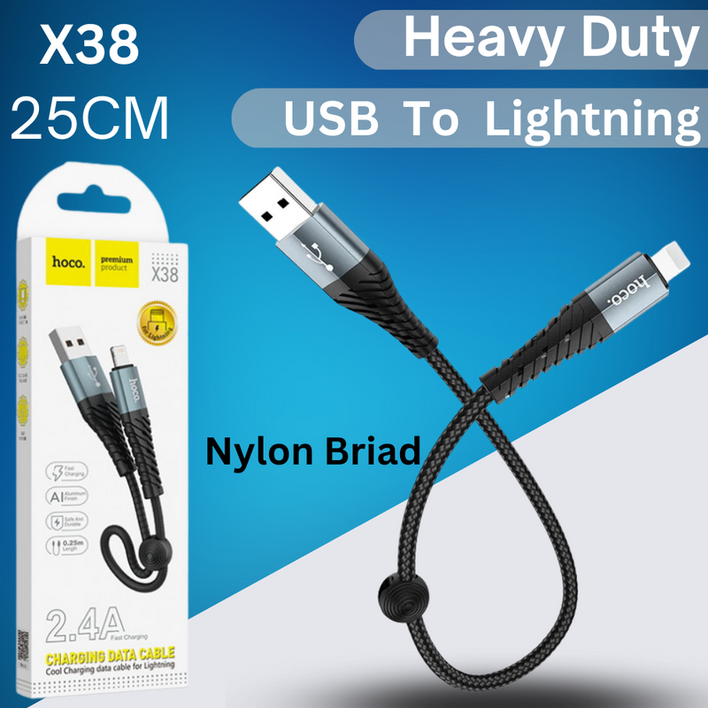 Load image into Gallery viewer, [X38][25CM Short][Heavy Duty][USB To Lightning] HOCO Universal Traveling Fast Charging USB Cable For Apple Lightning Device - Polar Tech Australia

