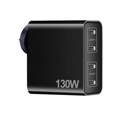 130W GaN Fast 4 Ports PD Type-C USB-C Port Wall Charger Traveller Power Adapter - (AU Plug) - Polar Tech Australia