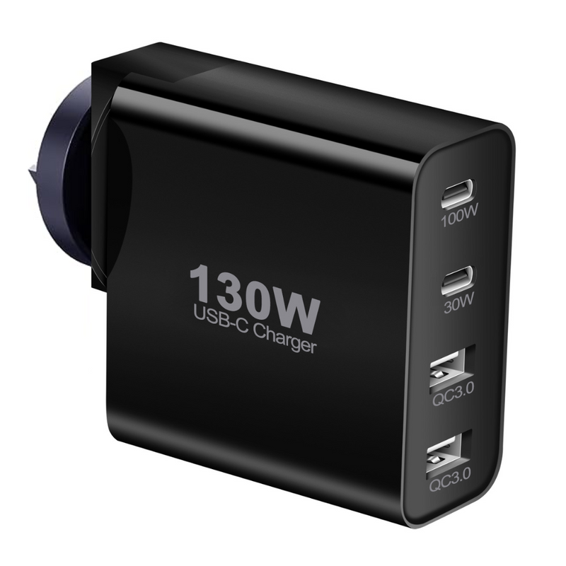 Load image into Gallery viewer, 130W GaN Fast 4 Ports PD Type-C USB-C + USB 3.0 Wall Charger Traveller Power Adapter - (AU Plug) - Polar Tech Australia
