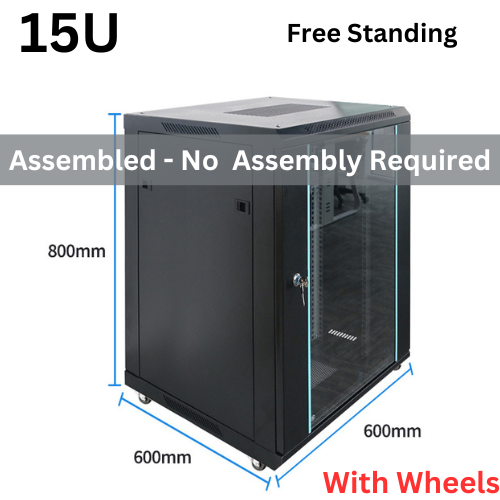 [Assembled] 15U 18U 22U 27U 32U 36U 42U Large Size Heavy Duty Stand Alone Free Standing Network Server CCTV PoE Switch Cabinet Rack Lockable Enclosure - Polar Tech Australia