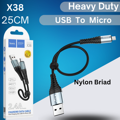 [X38][25CM Short][Heavy Duty][USB To Micro] HOCO Universal Traveling Fast Charging USB Cable For Micro Device - Polar Tech Australia