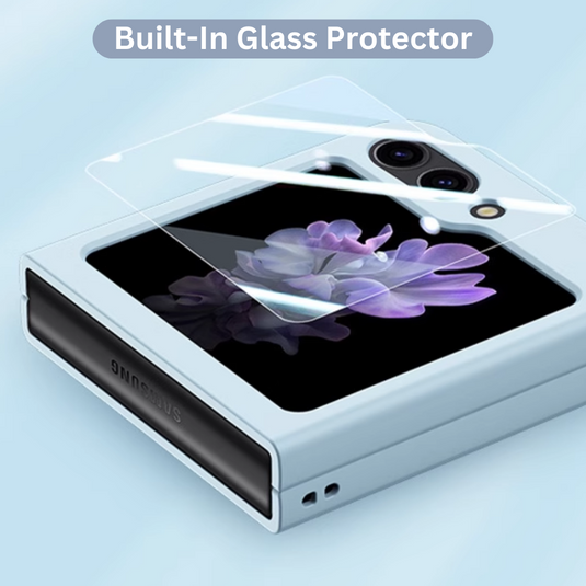 Samsung Galaxy Flip 5 (SM-F731) - Silicone Case With Built-in Back Rear Glass Screen Protector - Polar Tech Australia